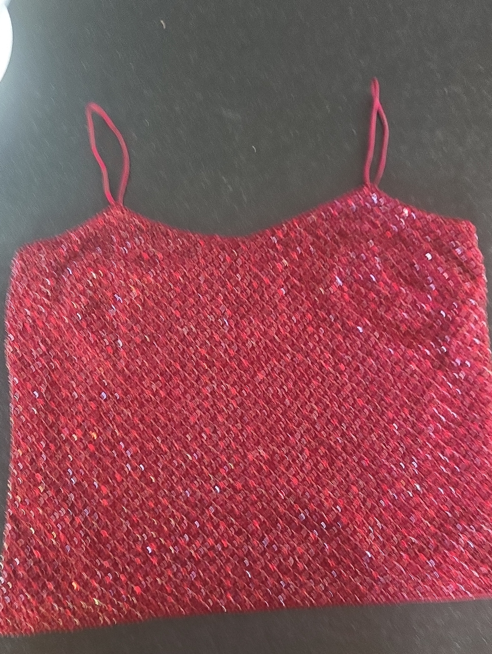 Ann Taylor Red Sequin Spaghetti-Strap Camisole